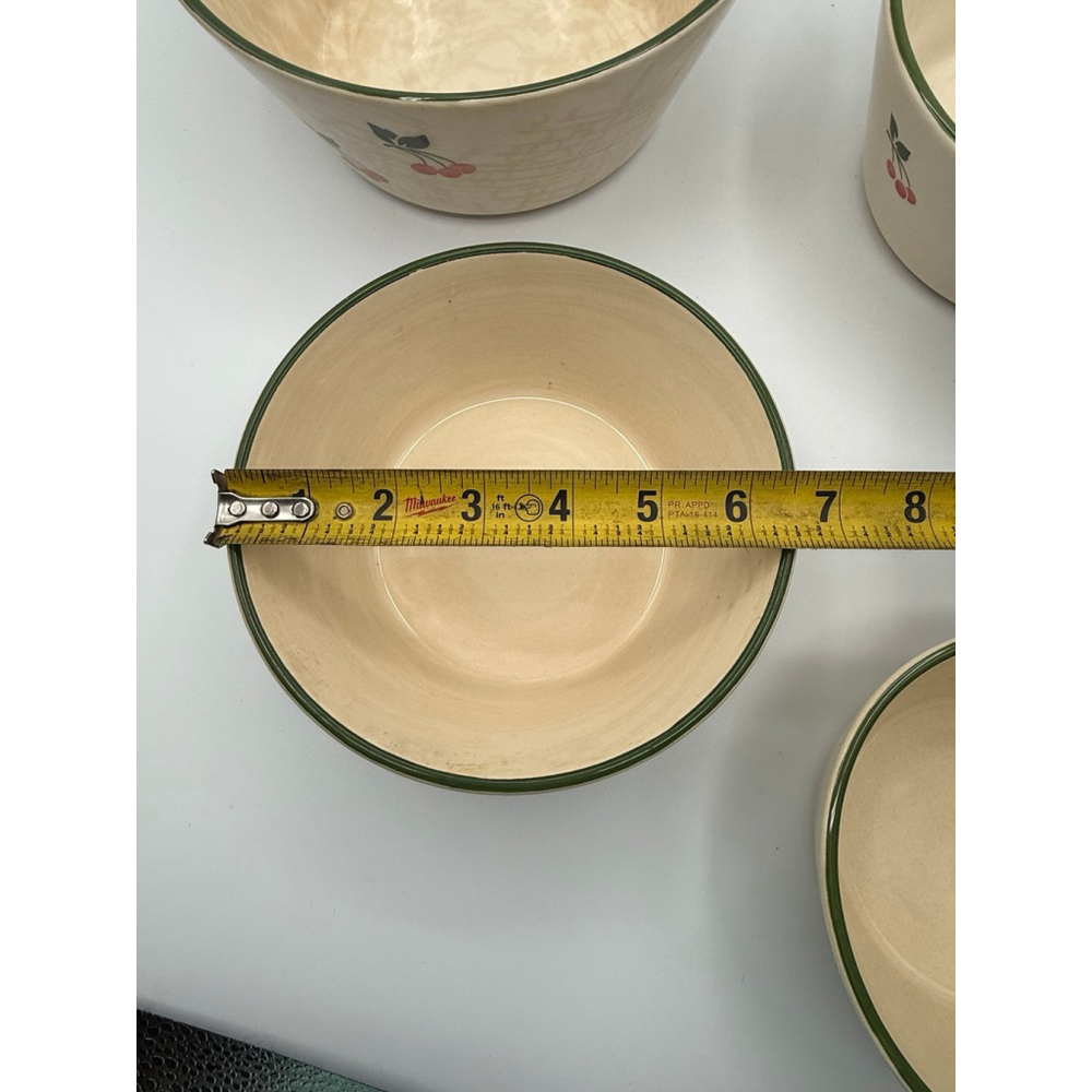 Vintage West Germany Cherry Mixing Bowl Set 4 Nesting Ceramic Bowls - Picture 5 of 9